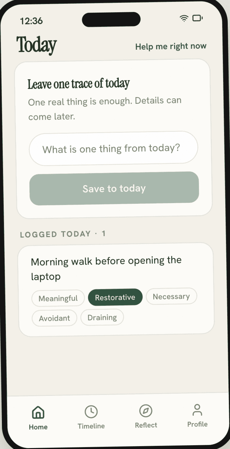 Dailyn Today screen with the activity composer